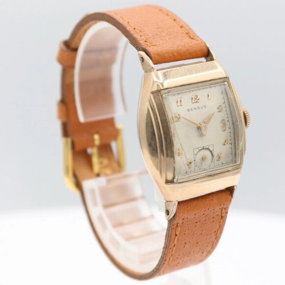 Vintage Benrus Men\'s Mechanical Wristwatch BB 4 Swiss 10k Rolled Gold Plated